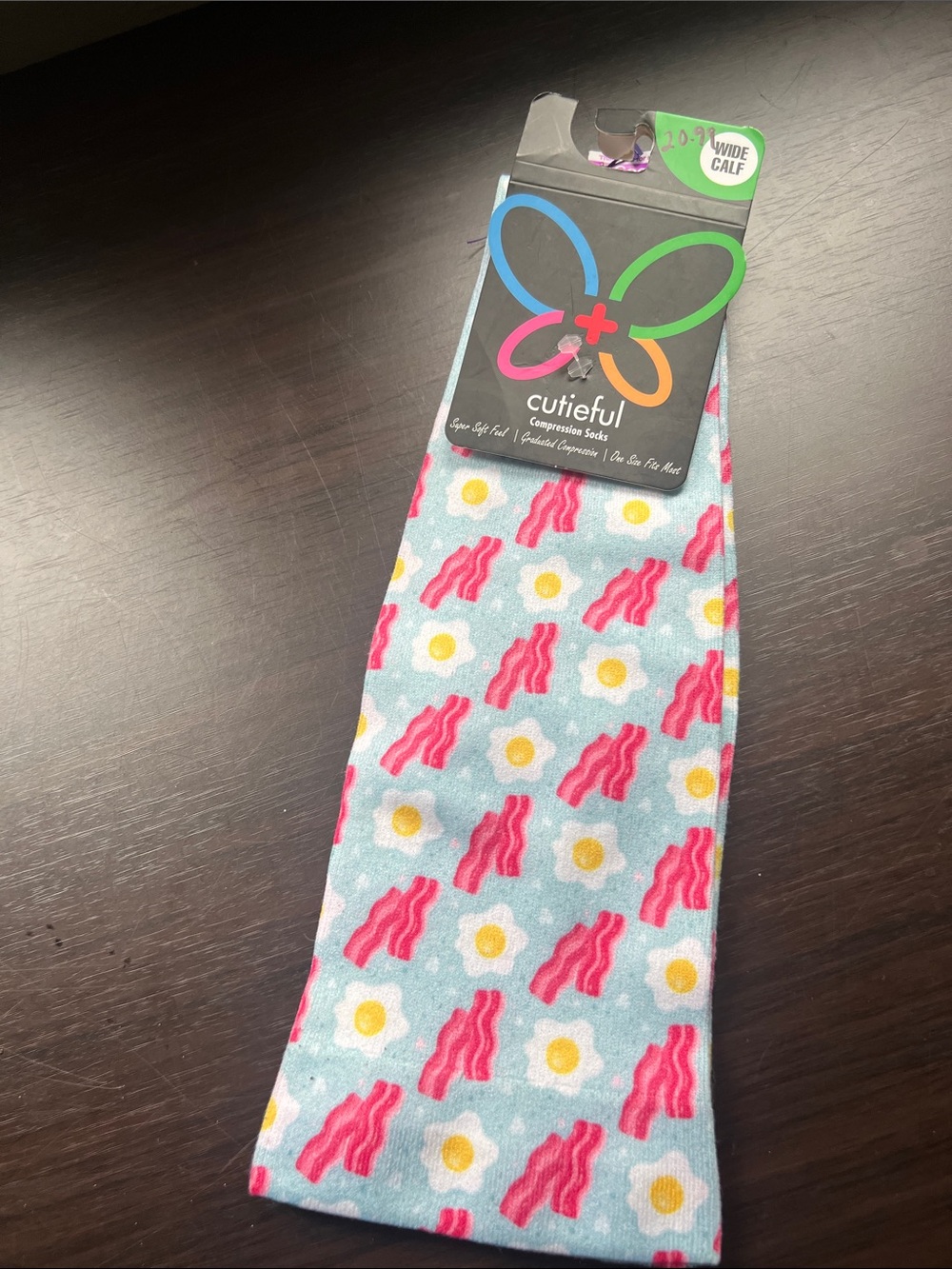 Women's Light Blue Novelty Bacon & Egg Therapeutic Compression Socks